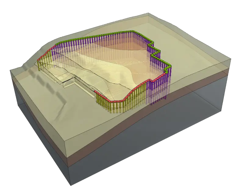 Modelo 3d generado con midas GTS y C3D